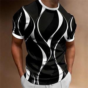 HerSight Heren T-shirt Curved Radiance Grafisch 3D Geprint T-shirts Casual Losse Korte Mouw T-shirts Oversized Herenkleding Tops Outdoor Nieuw S