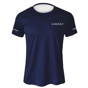 Zeblaze Lixada Heren Sneldrogend T-shirt met korte mouwen Ademend Hardlopen Fietsen Joggen Sport Fitness S donkerblauwe kleur