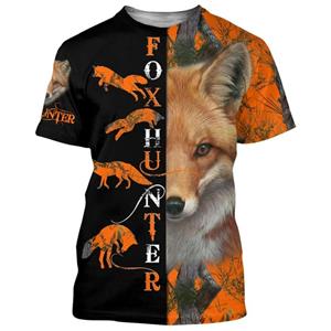 Xin nan zhuang 3D Print Fox Patroon Heren T-shirt Zomer O Hals Korte Mouw T-shirts Heren T-shirts Casual Oversized Hunter Heren Kleding Tops 4XL XL