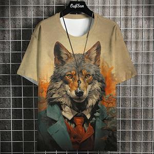 Bobby 2 Cartoon Anime Kat Bedrukt T-shirt Voor Mannen Japanse T-shirts Wolf T-shirt Outdoor Hip Hop Tops Kleding Casual Losse Korte Mouw T-shirts XL