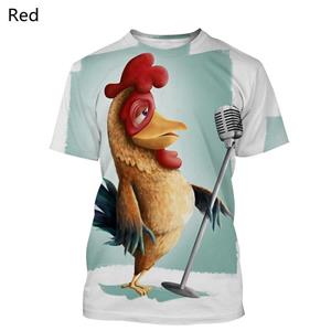 Subilier Nieuwe Unisex Fashion Kip 3D Print Patroon Kuiken Print Heren T-shirt Street Wear Kip Ronde Hals Korte Mouw T-shirt XS