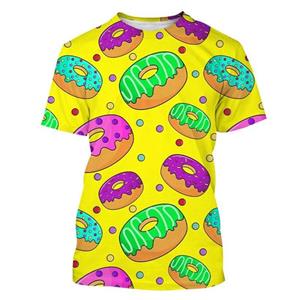 Chengyu Zomer 3D-geprinte chocolade donut T-shirt Mode Straat T-shirt Tops Unisex Casual Fun Harajuku T-shirts Kleding 3XL