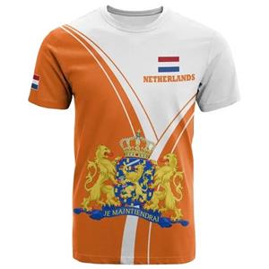 Xuhaijian02 Modetrend 3D Nederlandse nationale vlag print T-shirt voor heren Zomer Nationaal embleem T-shirts O-hals Korte mouwen Losse tops S