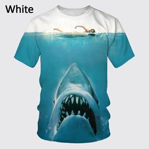 ETST 05 Nieuwe Blue Shark 3D Printing Heren T-shirt met korte mouwen Personality Casual Great White Shark Ronde Hals T-shirt S