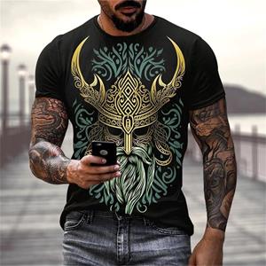 Chaokebang Zomer Viking Warriors Grafische 3D Print Heren T-shirt Nordic Stijl Heren Oversized Korte Mouw Tops Tees Heren Designer Kleding S