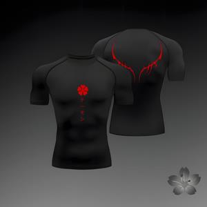 Laoxu Heren Compressie Shirt Anime Sport Snel Droog Gym T-shirts Fitness Atletisch Ondershirts Elasticiteit y2k Tops Tee Zomer Herfst Mannelijk S zwart