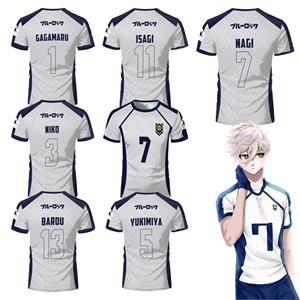 Bobby3 Zomer Heren Blauw Slot Anime Voetbal Jersey T-shirt Dames Ronde Hals Sport Tops Kinderen Casual Korte Mouw T-shirt L