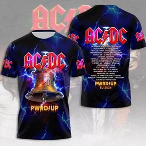 ETST0013 Zomer Herenkleding Rock Band T-shirt AC/DC 3D Print Kinderen Jongen Korte Mouw T-shirts Hip Hop Mode Ronde Hals Casual Shirts Tops S
