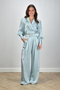 Zimmermann broek Silk Tuck met afneembare riem blauw