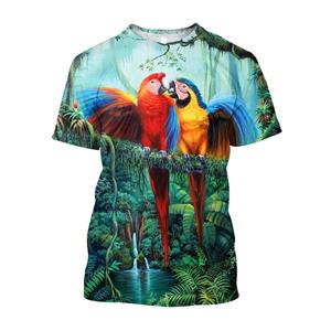 Chengyu Jumeast 3D regenwoud Scarlet Macaw bedrukte mannen T-shirts Grunge Y2K Unisex Baggy T-shirt jaren 2000 esthetische jeugdkleding T-shirty XL