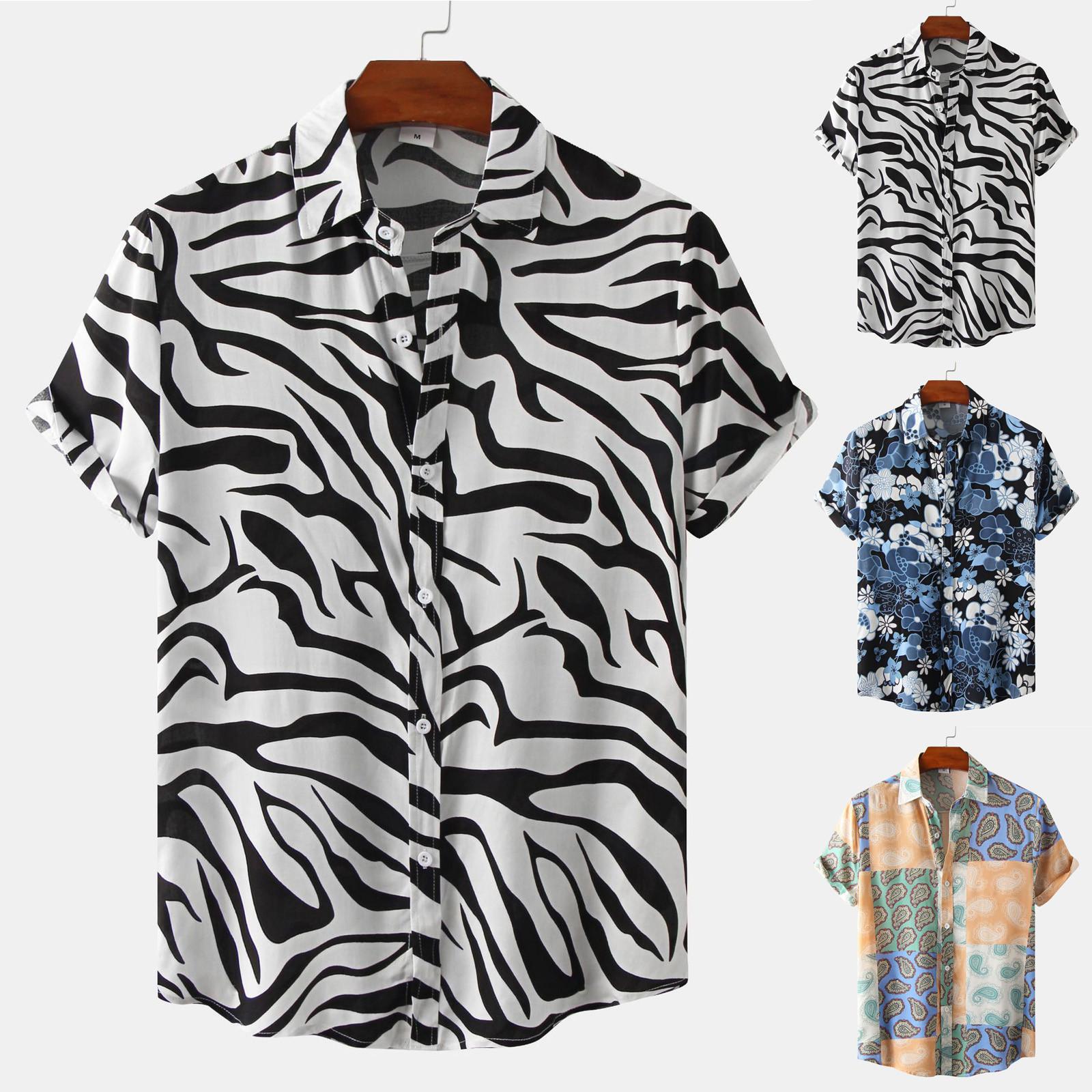 Molihua Zomermode voor heren, casual tops met korte mouwen, losse en comfortabele shirts met korte mouwen en print XL
