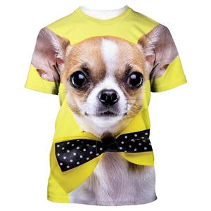 Xuhaijian02 Nieuwe zomer schattige dierenhond Chihuahua 3D-geprint T-shirt voor heren en dames Kinderen straat casual ademend licht top 100