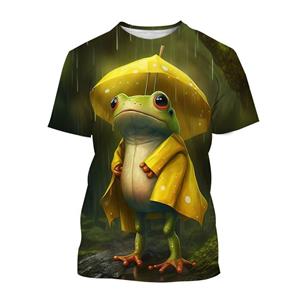 Chengyu Mode Cartoon Dier Kikker 3D Print T-shirt Zomer Casual Ronde Hals Korte Mouw Unisex Sport Kikker T-shirt Tops XXS