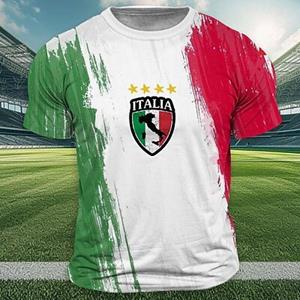 ETST 07 Italia Outdoor Athleisure Heren 3D Print T-shirt T-shirt Wit Korte Mouw Ronde Hals Shirt Zomer Lente Kleding Kleding S