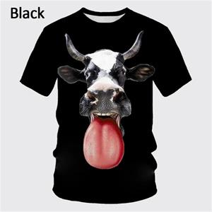 Chengyu Mode Korte mouwen Dierlijke Koe Grafische T-shirts Voor Heren Kinderen 3D Print Casual Grappig T-shirt Casual Oversized Hip-hop T-shirts XXS