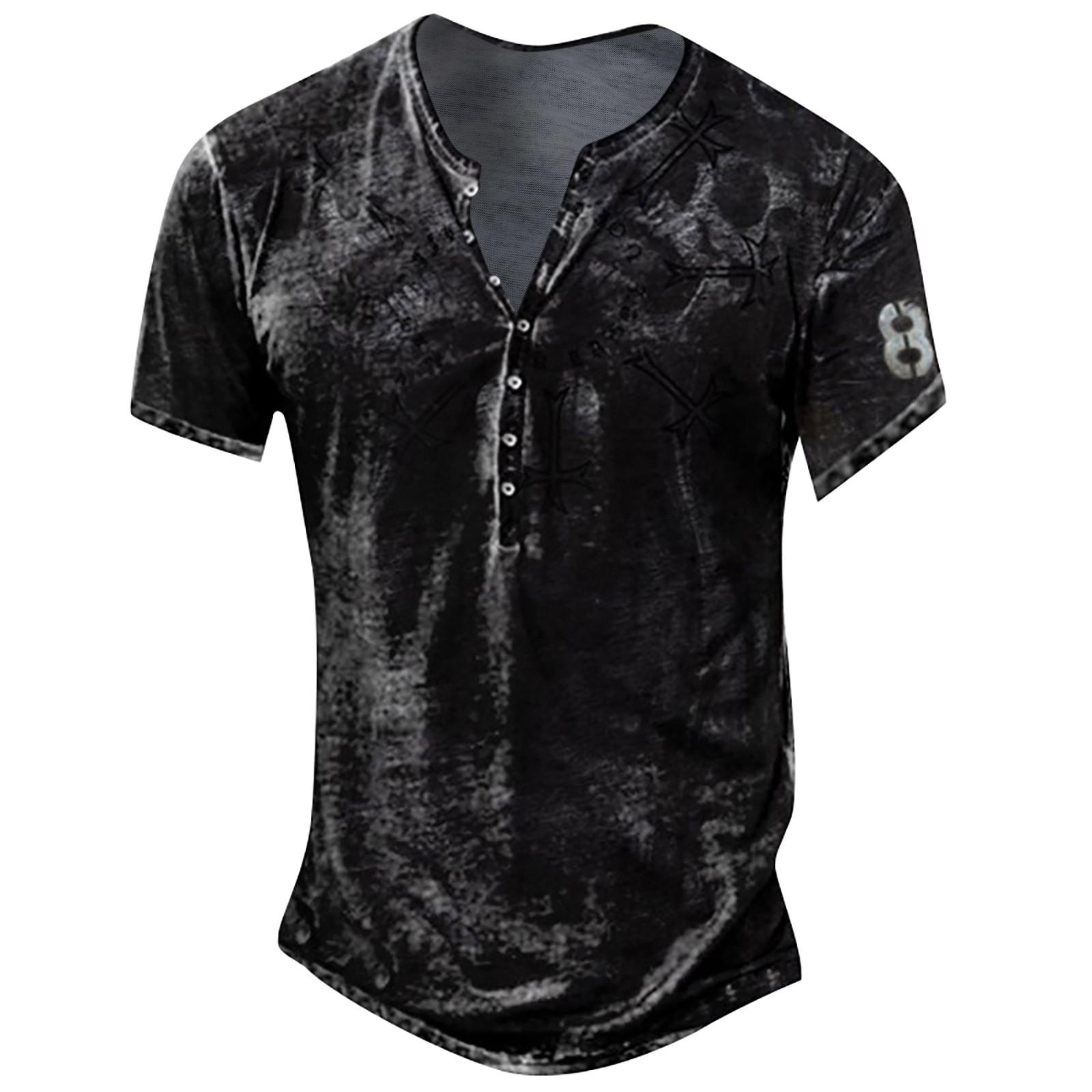 Tooyoo Heren T-shirts met korte mouwen, punkstijl, 3D-bedrukt, grappige zomer, casual vintage tops, T-shirts M