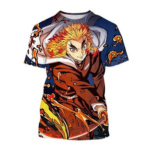Xuhaijian02 Hot selling anime cartoon karakters van Rengoku Kyoujuru Hot blooded hip-hop Coole straat persoonlijkheid 3D geprint T-shirt 100