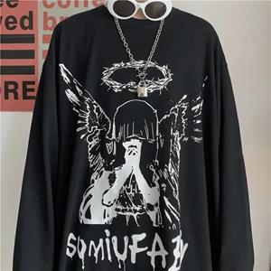 ETST 011 T-shirt voor heren Herfst Y2k T-shirt Streetwear Oversized Lange mouw Anime T-shirt Harajuku Gothic Vintage Grafische Manga Tee Tops S