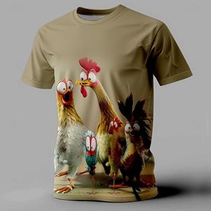 Plus Size FUGUIS Grappige heren T-shirt met dierenprint, korte mouwen, T-shirts met oversized mouwen voor herenkleding, zomer, straat, casual T-shirt voor mannen S