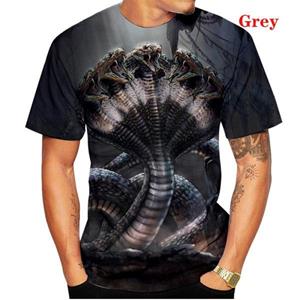 HerSight Snake Animal Series 3D-geprint casual T-shirt met korte mouwen Mode-outfits Herentops Casual O-hals Zomer T-shirts S zwart