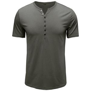 Phoca largha Heren Henley-shirts Korte mouwen T-shirts Casual Basic Tee Zomer Knoop Henley Soild T-shirts Comfortabele tops Ademende klassieke T-shirt voor heren S wit