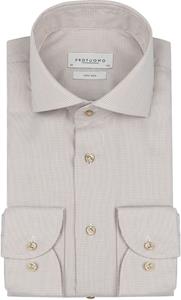 Profuomo Dobby Overhemd Print Beige