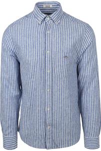 Gant Casual Overhemd Streep Linnen Blauw