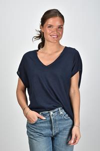 Les Tricots de Lea v-hals t-shirt Maellae 35622 marine blauw