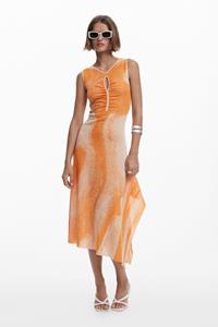 Desigual Jacquard cut-out jurk - ORANGE