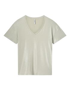 Summum V-neck top metallic coated jersey 3s4887-30545