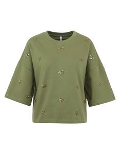 Summum 3/4 sleeve embellished sweatshirt 3s5107-30656
