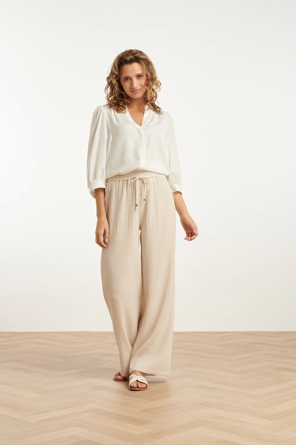 Smashed Lemon 25187 zand katoenen broek