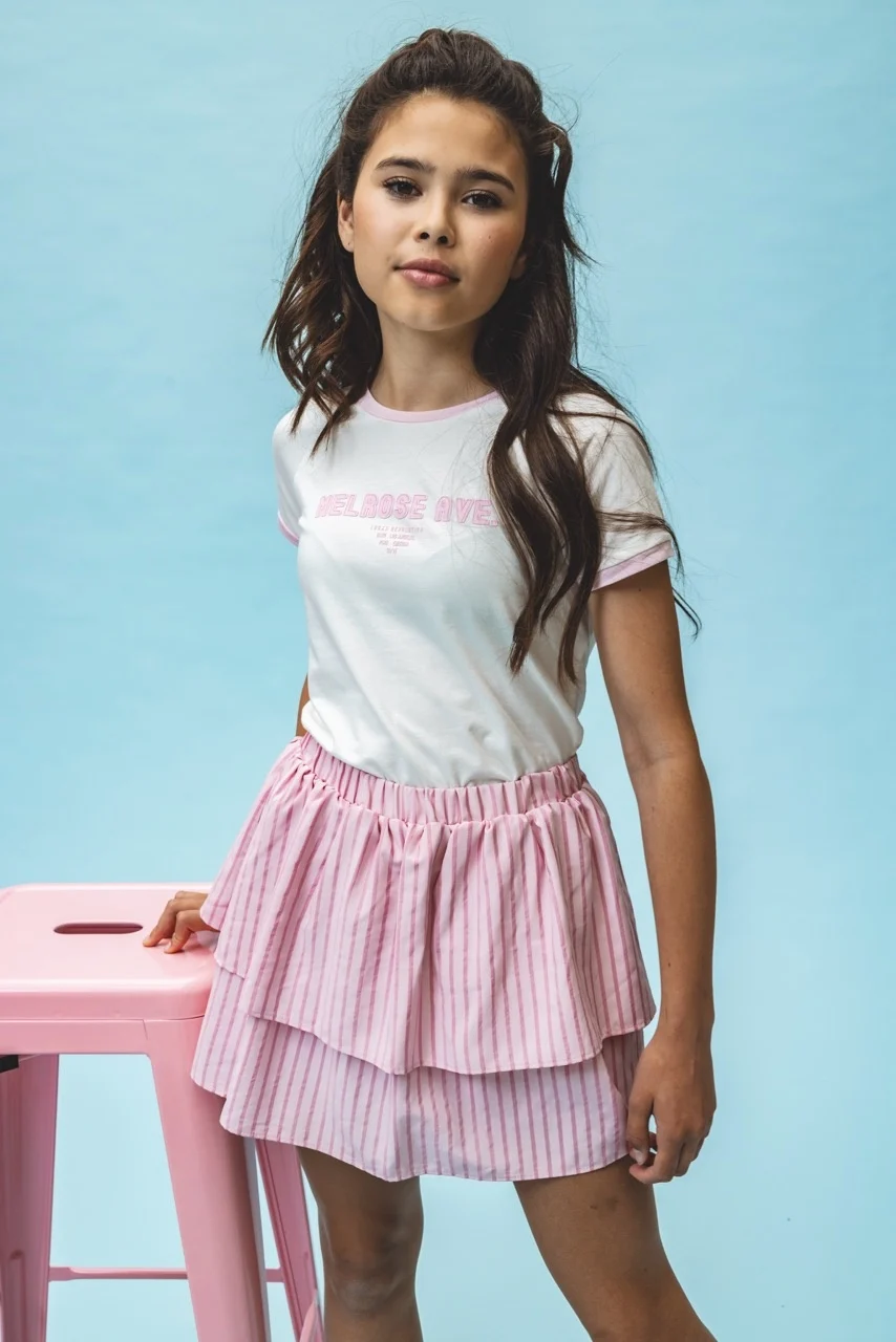 Looxs Revolution Skort pastel pink stripe voor meisjes in de kleur