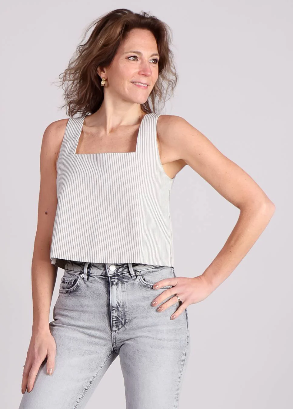Grace & Mila Peanut cropped top gestreept
