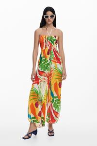 Desigual Lange tropische jumpsuit - WHITE