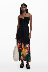 Desigual Tropische lange jurk - BLACK