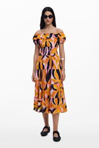 Desigual Bardot-jurk met ruches - RED