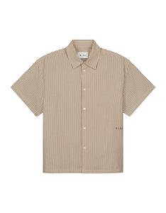 Olaf Hussein Boxy seersucker stripe shirt ss korte mouw overhemden m200303