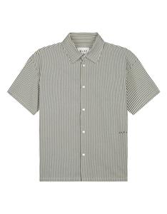 Olaf Hussein Boxy seersucker stripe shirt ss korte mouw overhemden m200303
