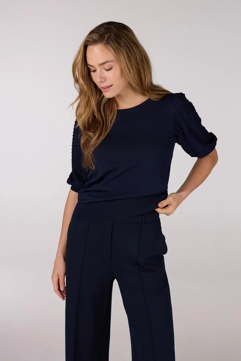 Jansen Amsterdam Tanda top k136 short puffed sleeve 780 dark blue