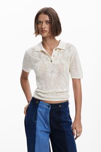 Desigual Geperforeerd poloshirt - WHITE