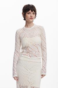 Desigual Gehaakt T-shirt met lange mouwen - WHITE