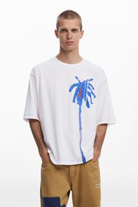 Desigual T-shirt met palmboomstiksels - WHITE