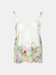 Mucho Gusto  slip top creme bloem luipaardprint