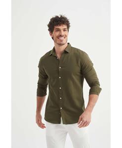 William de Faye Linnen shirt kaki