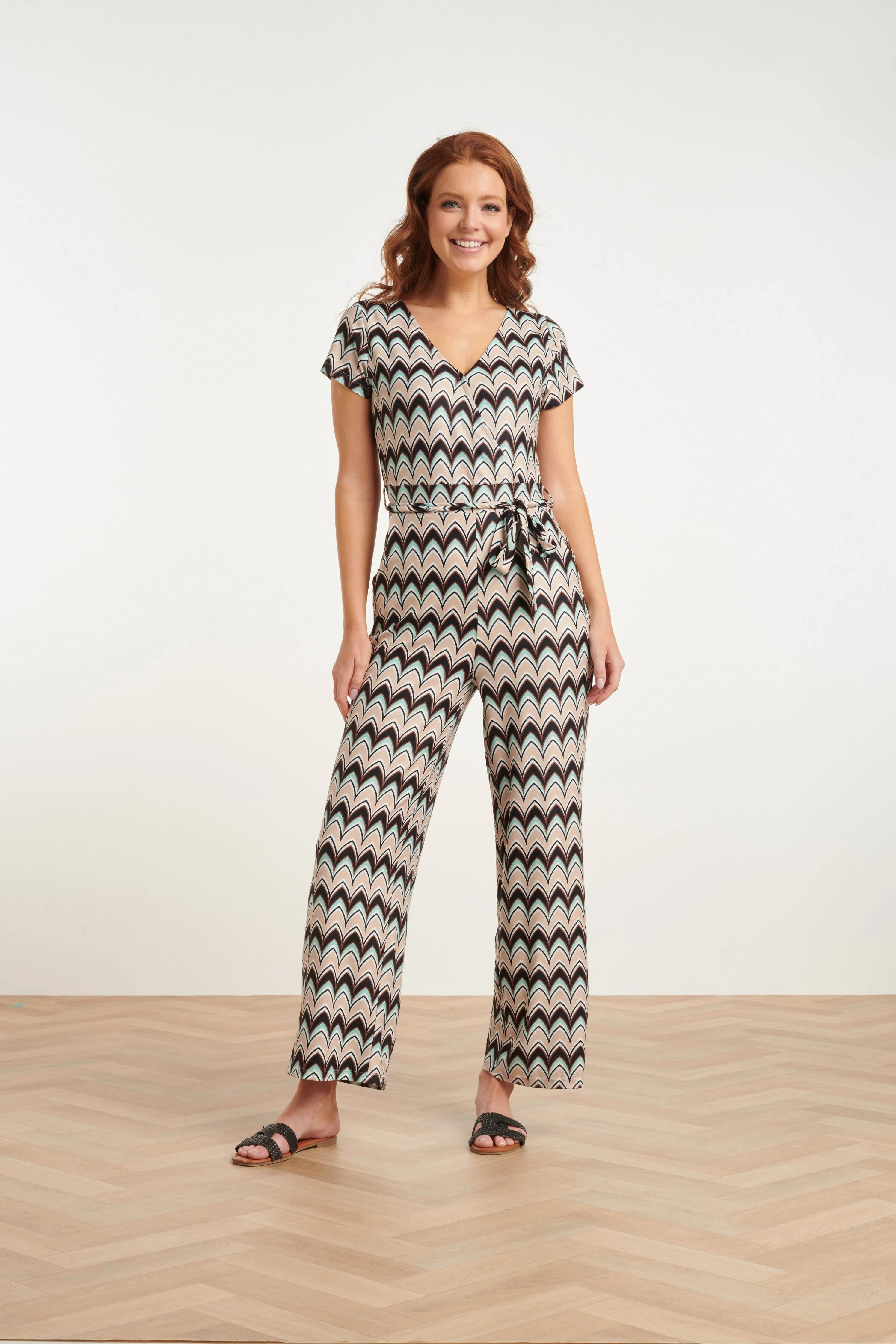 Smashed Lemon 24427 zachte stretch grafische print zomer jumpsuit