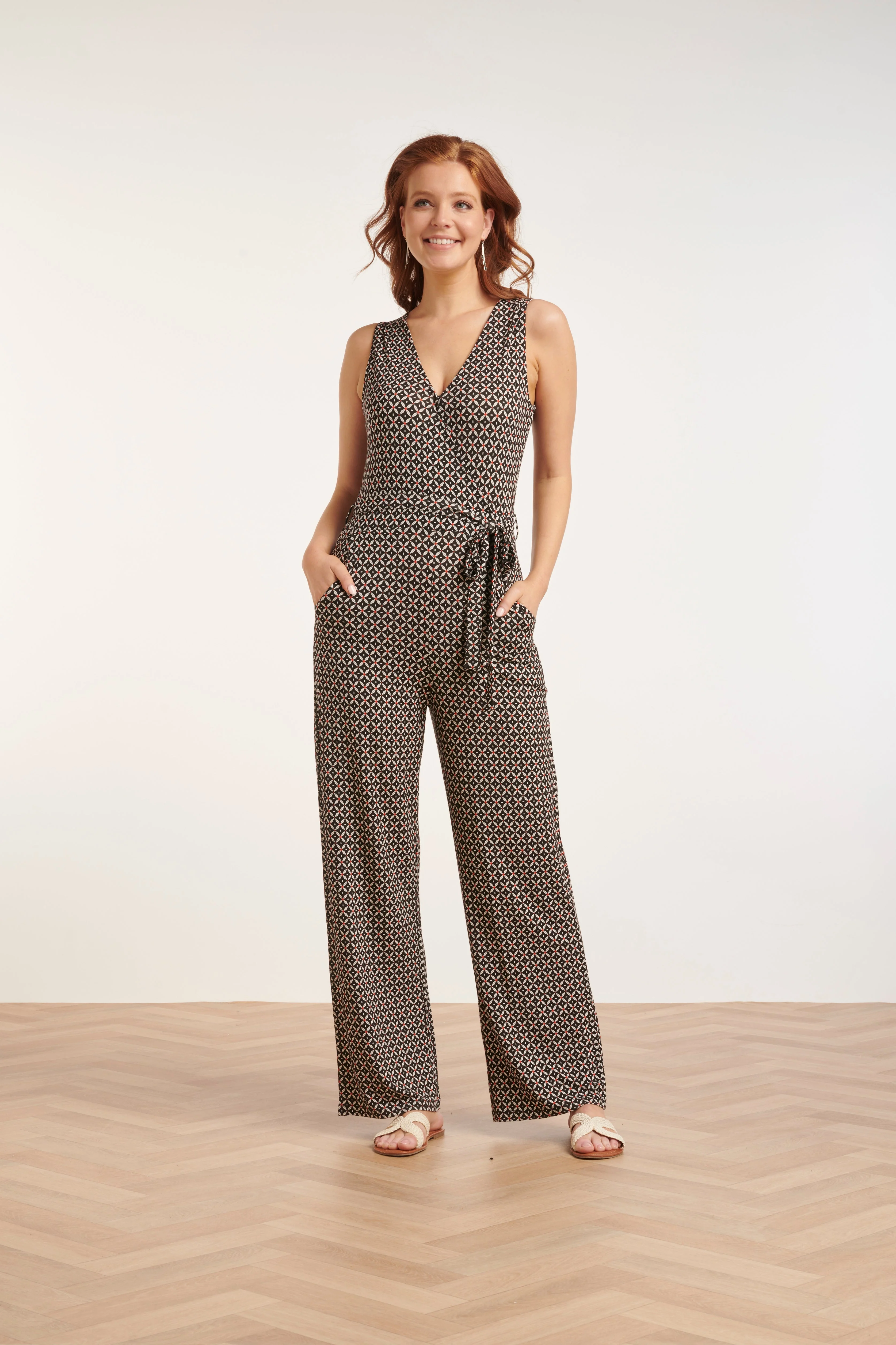 Smashed Lemon 24439 donkere grafische print jumpsuit