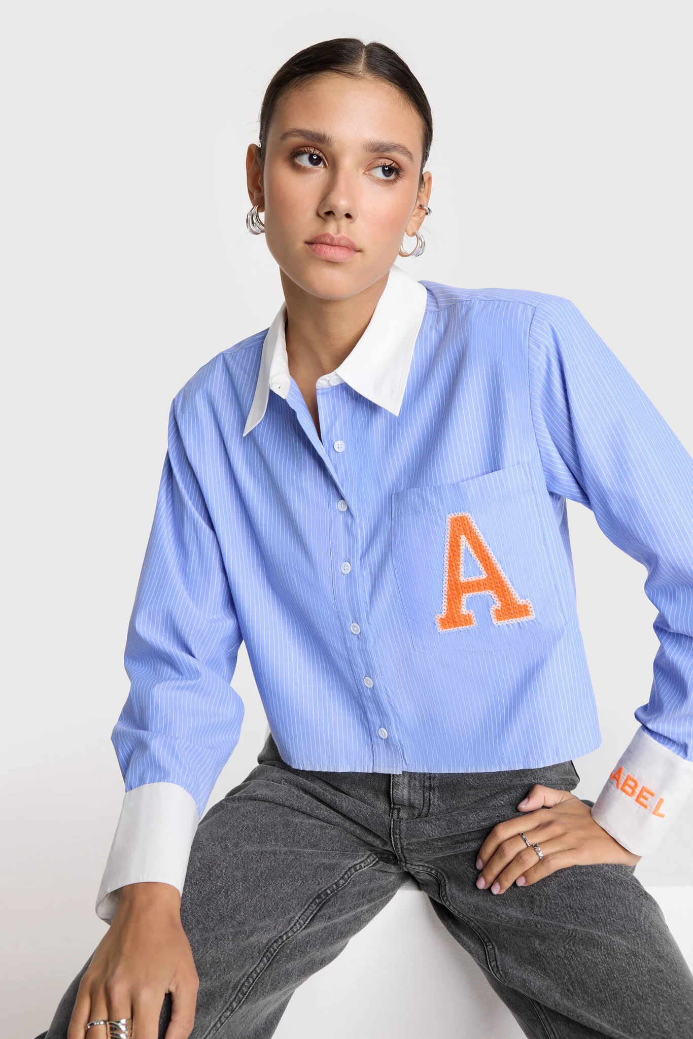 Alix The Label 2503922039 cropped stripe blouse