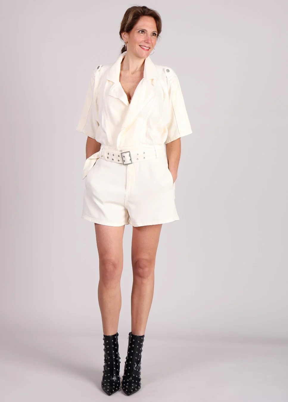 Homage to Denim Homage flowy playsuit details washed vanilla