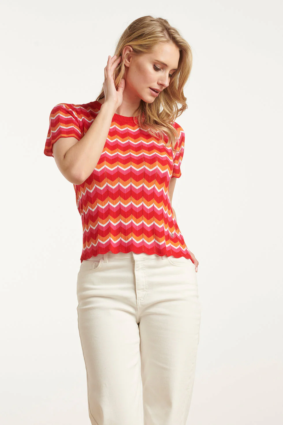 Smashed Lemon 25097 multicoloured zigzag knitted top